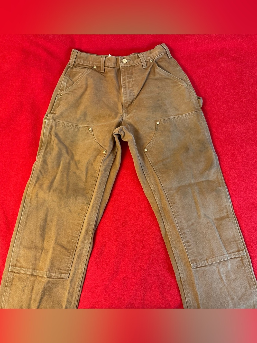 Vtg Carhartt B01 BRN Loose Original Fit USA Made 30x30 Double Knee Canvas Pants